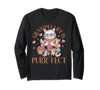 Grandma Life is Purr-FECT Knitting Cat Kittens Lover Long Sleeve T-Shirt