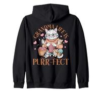 Grandma Life Is Purr-fect Knitting Cat Kittens Lover Zip Hoodie