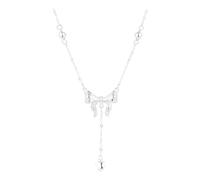 Grandma Locket Necklace On The Run Necklace Women Fashion Personality Fringe Bow Pendant Collarbone Chain Necklace Real (Gold, One Size)