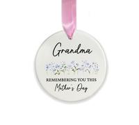 Grandma Memorial Ornament, Remembering You This Mother’s Day Ceramic Decoration, In Loving Memory Nana Granny Remembrance Keepsake Gift (Round)