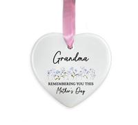 Grandma Memorial Ornament, Remembering You This Mother’s Day Ceramic Decoration, In Loving Memory Nana Granny Remembrance Keepsake Gift (Heart)