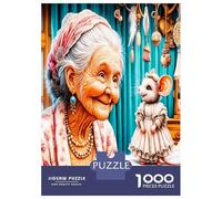 Grandma Mouse Dress 1000pc Puzzle for Adults Whimsical Sewing Fun Classic Jigsaw Puzzle Recycled Cardboard Family Puzzle Lovers Brain Training Holiday Activity Office Break 70x50cm/10