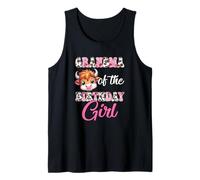 Grandma of The Birthday Girl Highland Cow Farm 1St Birthday Tank Top