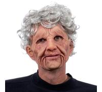 (Grandma) Old Man Mask Latex Halloween Cosplay Party Realistic Full Face Cover Headgear