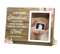 Grandma Picture Frame Gift, Great Grandmother Wood Photo Frame Gifts Idea for Pregnancy Announcement, Just When Grandmas Think Their Work Is Done Someone Calls Them Great, 4x6 Inch Photo12P73