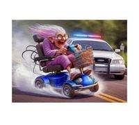 Grandma Scooter Police 1000pcs Mini Puzzle For Adults Challenging | 70x50cm Cardboard Living Room Decor Durable Structure Friend Gift Brain Training