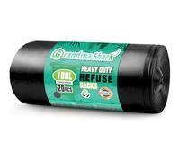 GRANDMA SHARK 100L Heavy Duty Bin Bags, Recycled Material Refuse Sacks, Strong 33 Micron Black Bin Bags, 20 Pack for Home & Commercial Waste Disposal, Durable & Leak-Proof