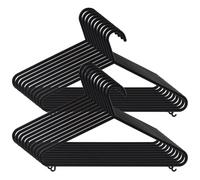 GRANDMA SHARK 20 Pack Black Plastic Adult Hangers, Space Saving Hanger Coat Hanger with Hook for Suspenders, Suits, Outerwear