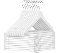GRANDMA SHARK 20 Pack Wooden Coat Hangers, Strong Wood Hanger, with 360° Hook, Shoulder Notches for Suspenders, Coats, Jackets, Suits（White）