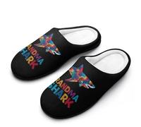 Grandma Shark Autism Awareness Men's Cozy Cotton Slippers with Memory Foam Lightweight Anti-skid House Shoes for Indoor Outdoor
