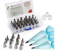 GRANDMA SHARK Cake Decorating Kits with a Storage Box, 48-Types of Stainless Steel Cake Decorating Nozzle, 3-Pieces of Silicone Bags and Couplers