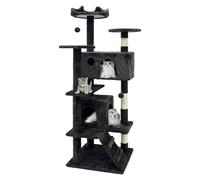 GRANDMA SHARK Cat Tree Tower 49 x 49 x 138.5 cm, Cat Condos with Sisal Scratching Posts Cat Play House and Rest Place, Black