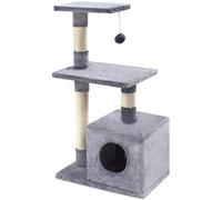 GRANDMA SHARK Cat Tree Tower, 50 x 30 x 85 cm, Cat Condos with Sisal Scratching Posts, Cat Play House and Rest Place, Grey