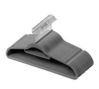 GRANDMA SHARK Coat Hanger, Velvet Flock with 2 Non-Slip Notches, Tie Organizer and 360° Hook, Space Saving Hanger for Suspenders, Coats, Jackets and Suits (Grey, 20)