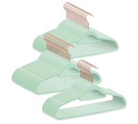 GRANDMA SHARK Coat Hanger, Velvet Flock with 2 Non-Slip Notches, Tie Organizer and 360° Hook, Space Saving Hanger for Coats, Suspenders, Jackets and Suits (Mint Green, 50)