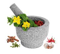 GRANDMA SHARK Mortar and Pestle Set, 14 cm Diameter Large Capacity Hard Granite Mortar, Premium Solid Granite Stone (14×10cm, Single Pestle)
