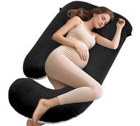 GRANDMA SHARK Pregnancy Pillow, J-shaped Full-Body Pillow with Removable Pillowcase, Supports the Head, Legs, Arms, Abdomen, and Waist of Pregnant Women-Light Grey Charcoal