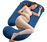 GRANDMA SHARK Pregnancy Pillow, J-shaped Full-Body Pillow with Removable Pillowcase, Supports the Head, Legs, Arms, Abdomen, and Waist of Pregnant Women-Navy Blue Light Grey