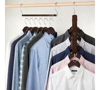 GRANDMA SHARK Space Saving Hangers 4 Pack - Premium Wood 6-Tier Collapsible Clothes Hanger with 360° Swivel Hook for Wardrobe Organisation (Vintage)