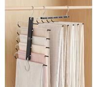 GRANDMA SHARK Trousers Hangers Space Saving,Solid Wood Non-Slip Suit Pants Hanger with 360° Swivel Hook for Wardrobe Organiser, Jeans & Leggings Hanger for Closet,1 Pack（Black）