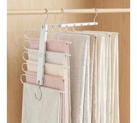 GRANDMA SHARK Trousers Hangers Space Saving,Solid Wood Non-Slip Suit Pants Hanger with 360° Swivel Hook for Wardrobe Organiser, Jeans & Leggings Hanger for Closet,1 Pack（White）