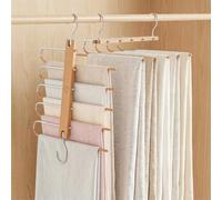 GRANDMA SHARK Trousers Hangers Space Saving,Solid Wood Non-Slip Suit Pants Hanger with 360° Swivel Hook for Wardrobe Organiser, Jeans & Leggings Hanger for Closet,1 Pack（Natural）