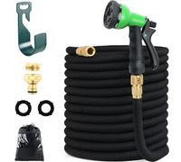 GRANDMA SHARK Upgraded Expandable Garden Hose with 8 Modes Water Spray Gun, Durable 3450D Weave and Solid Brass Connectors, Garden Hose Reel,No-Kink Flexible Magic Water Pipe(100ft/30m)