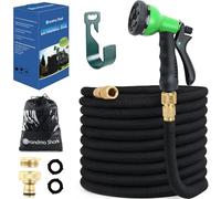GRANDMA SHARK Upgraded Expandable Garden Hose with 8 Modes Water Spray Gun, Durable 3450D Weave and Solid Brass Connectors, Garden Hose Reel,No-Kink Flexible Magic Water Pipe(50ft/15m)