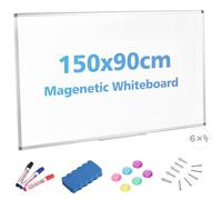 GRANDMA SHARK Whiteboard, Magnetic White Board, Drywipe Whiteboards with Aluminium Frame, for Kids/Office/Home Working (150 × 90 cm)