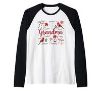 Grandma Spoil Wisdom Hugs Cardinal Floral Design Raglan Baseball Tee