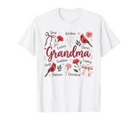 Grandma Spoil Wisdom Hugs Cardinal Floral Design T-Shirt