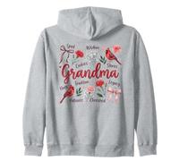Grandma Spoil Wisdom Hugs Cardinal Floral Design Zip Hoodie