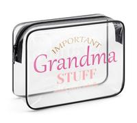 Grandma Stuff Makeup Bag Gift for Grandma Mothers Day Gifts for Grandma from Granddaughter Grandson Grandma Birthday Gift PVC Clear Cosmetic Bag Christmas Retirement Gifts for Grandma Grandmother Nana