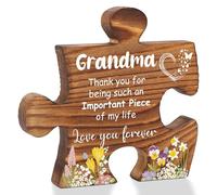 Grandma Thank You Gift Puzzle Sign from Grandchild, Wooden Desk Decor for Mother's Day, Birthday, Christmas, Grandparents Day, Sentimental Keepsake for Grandma from Family, CSB623