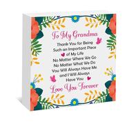 Grandma Thank You Gifts Wood Box Sign Decor Grandma Birthday Gifts from Granddaughter Grandson Thanksgiving Christmas Mothers Day Gifts for Grandmother Nana from Grandchild Wooden Plaque Desk Decor