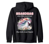 Grandma Unicorn Lover Make Magic Happen Pretty Bojo Floral Zip Hoodie
