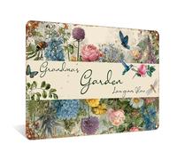 Grandma's Garden Love Grows Here Metal Funny Aluminum Sign Wall Decor for Garden, Patio, Living Room, Cafe - 8x12Inches Humorous Wall Art with Floral & Nature Design (25217)