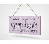 Grandma's House Decorative Wall Plaque, Gift for Granny, Hanging Sign with Twine To Hang What Happens At Gradma's
