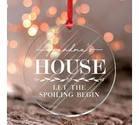 Grandma's House Let The Spoiling Begin Hanging Ornaments Inspirational Word Sayings Round Ornament Keepsake Bible Verses Religious Acrylic Christmas Bauble Wall Art Gift for Daughter Mom Grandma