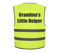 Grandma's Little Helper Kids Hi Vis Vest Children's High Visibility Reflective Safety Waistcoat Fancy Dress Road Safe, Add child's name to the front, Personalised