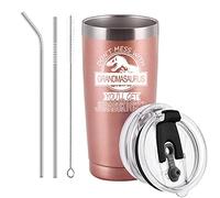 Grandmasaurus Tumbler Don't Mess with Grandmasaurus You'll Get Jurasskicked Travel Tumbler Birthday Mothers Day Gifts for Grandma from Granddaughter Grandson Grandkids with 2 Lids and Straws 20OZ