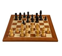 Grandmaster Mahogany Chess Set with Black and Babul Chessmen & Drawstring Bag