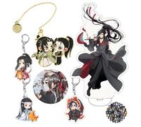 Grandmaster of Demonic Cultivation Bookmarks Anime Acrylic Stand Decoration Mo Dao Zu Shi Keychains Wei Wuxian Pin Sets with Stickers 16 Pcs