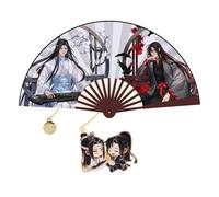 Grandmaster of Demonic Cultivation Hand Held Bamboo Silk Folding Fan Hand Fan Mo Dao Zu Shi Metal Bookmark for Women Men Fans 2 Pcs