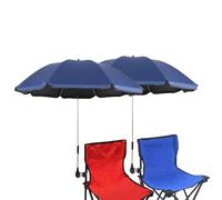 GRANDMEI Beach Chair Umbrella with Universal Clamp,46 inches Clip umbrella UPF 50,Clip on Parasol for Patio Chair Chairs Wheelchairs Golf Carts (Dark Blue 2 pack)
