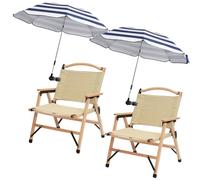 GRANDMEI Beach Chair Umbrella with Universal Clamp,46 inches Clip umbrella UPF 50,Clip on Parasol for Patio Chair Chairs Wheelchairs Golf Carts (Striped 2 pack Excluding chairs)