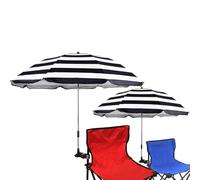 GRANDMEI Chair Parasol with Clamp,46 inches UPF 50+ Clip on Umbrella for Patio,Beach Chairs,Strollers,Wheelchairs,Golf Carts (B-Striped 2 pack)
