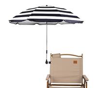 GRANDMEI Chair Parasol with Clamp,Clip on Umbrella for Patio,Beach Chairs,Wheelchairs,Golf Carts (B-Stripe)