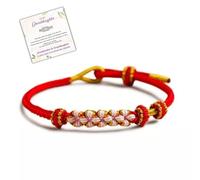 Grandmother And Granddaughter Blossom Knot Bracelet, Adjustable Granddaughter Bracelet from Grandma, Cute Handmade Braided Rope Bracelet with Lovely Message and Box, Gift for Granddaughter (Red)