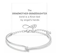 Grandmother And Granddaughter Forever Linked Together Bracelet, Double Layered Infinity Knot Bracelet for Women, Granddaughter Gifts from Grandma, for Birthday/Christmas/Graduation (Silver)